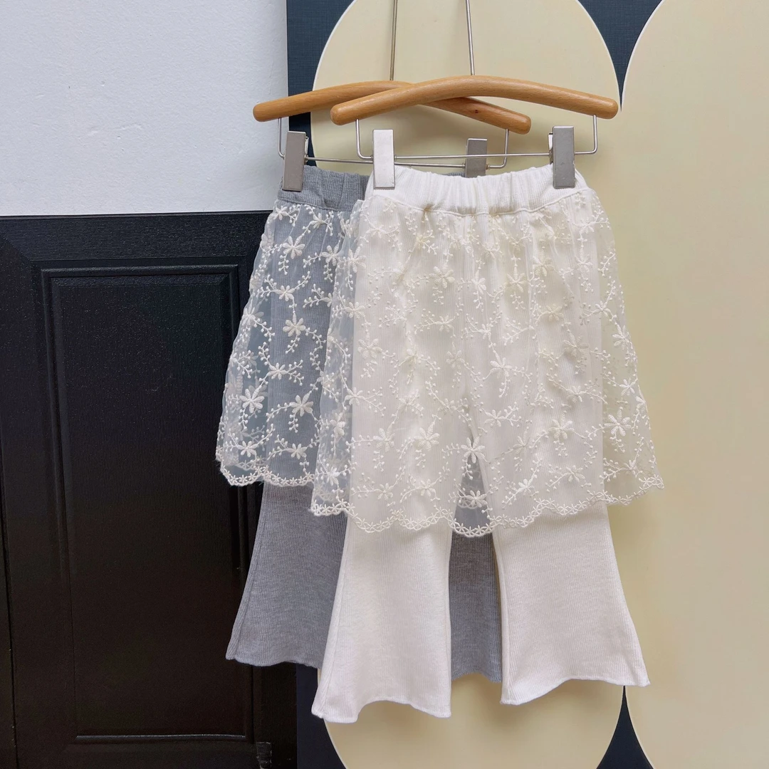 【女童超洋气蕾丝微喇裤】春秋百搭打底裤