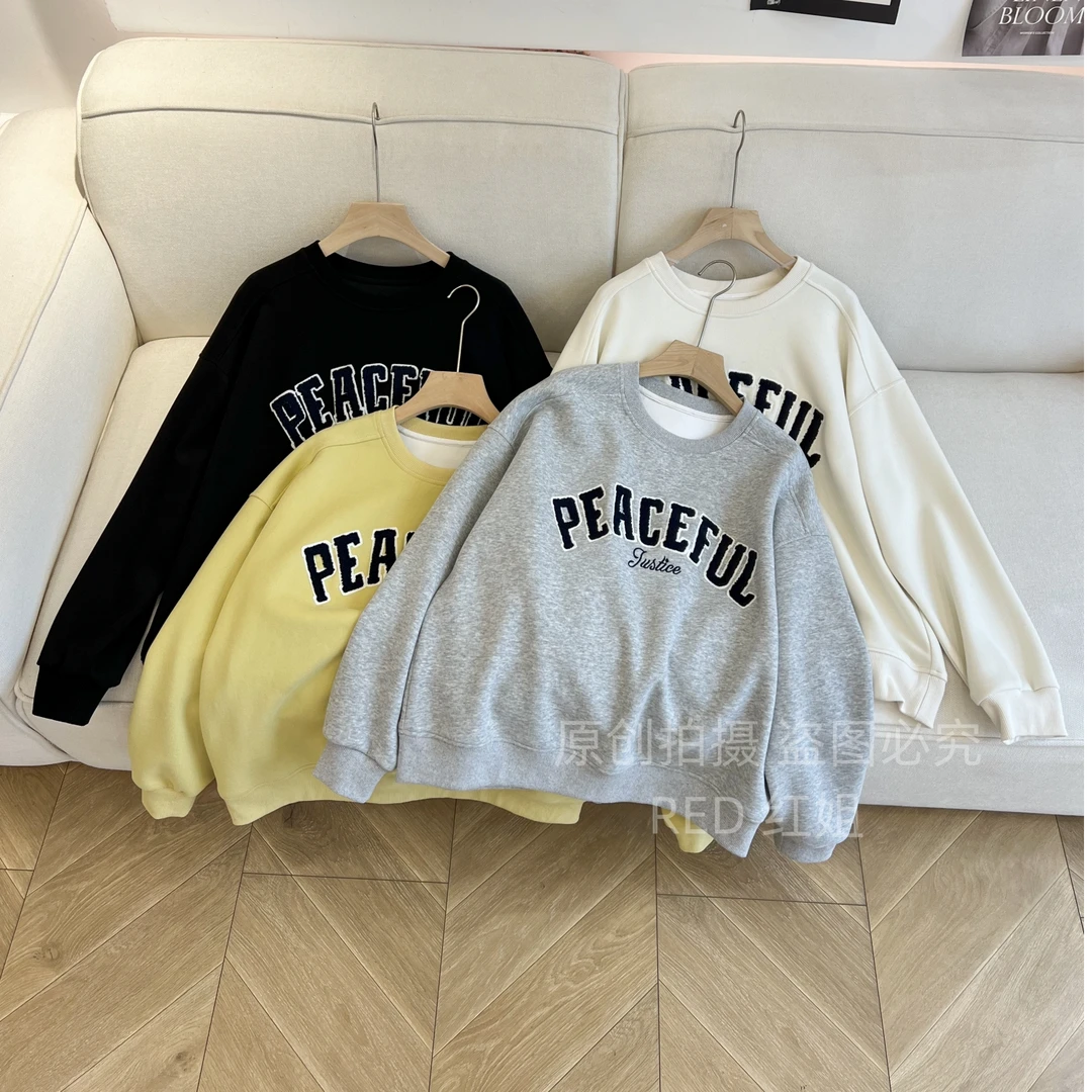 太好看了~秋款必入刺绣宽松显瘦洋气套头卫衣8181