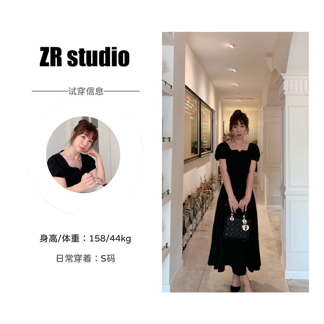 （清）年度巨献小黑裙春夏超显瘦连衣裙高腰名媛