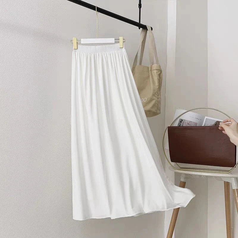 汉服衬裙中长米白色新款均码松紧款不起静电仙气古风汉服