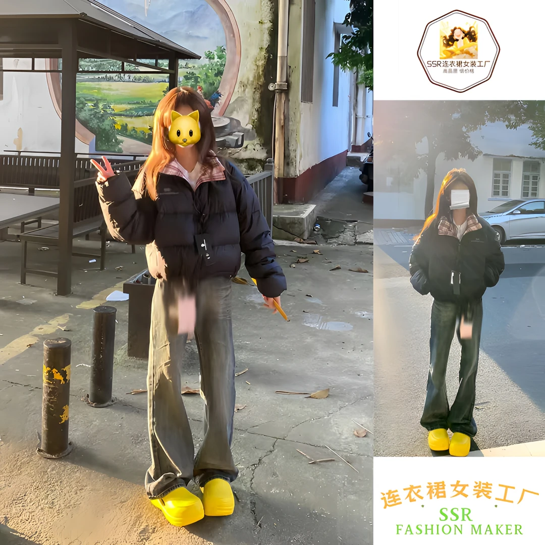 秋季棉服撞色美式女装外套保暖面包服小个子百搭加厚新款短款宽松