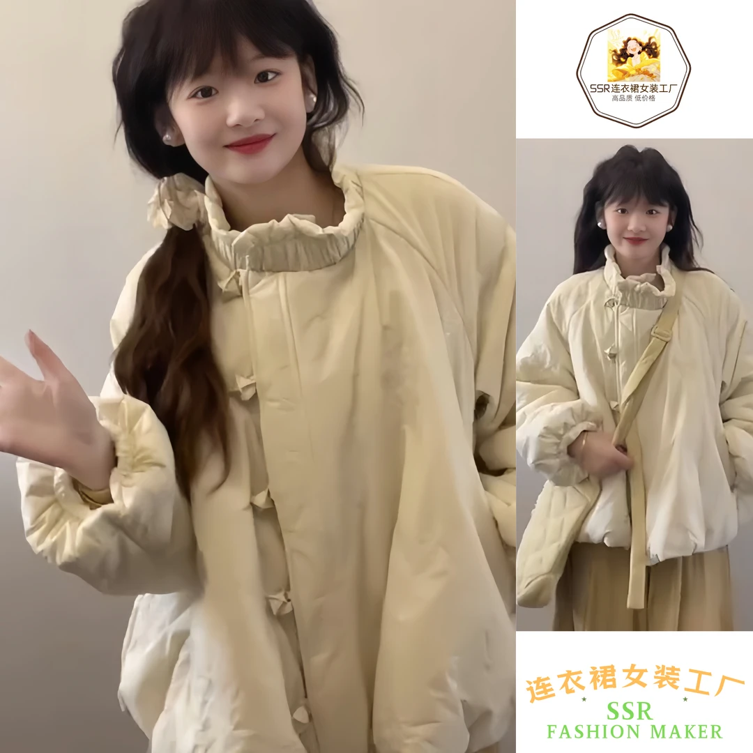 秋冬季棉服外套新款简约保暖2024年女装小众法式棉衣宽松