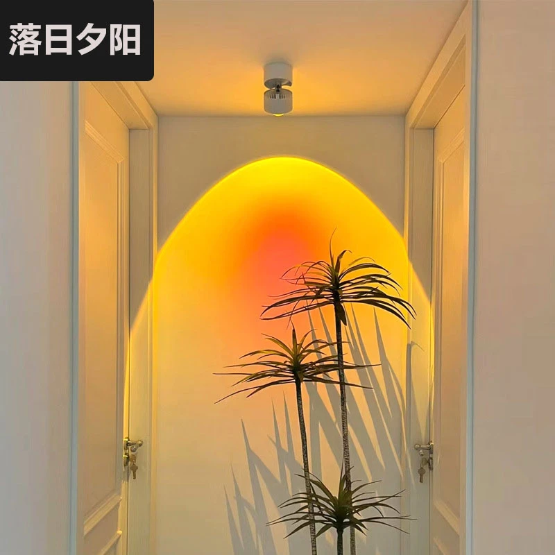 明装落日射灯嵌入洗墙背景墙玄关店铺商用落日夕阳过道氛围射灯