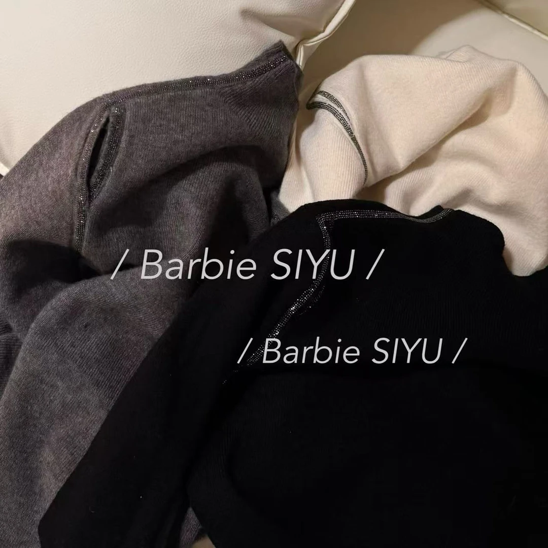 【慧子推荐】秋冬时尚半高领设计感镂空打底衫上衣SW1169