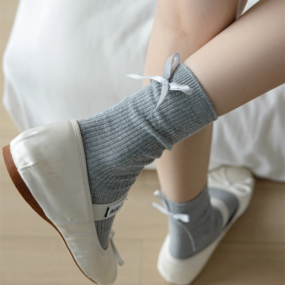 芭蕾风春秋JK袜子女中筒日系蝴蝶结堆堆袜蚂蚁同学