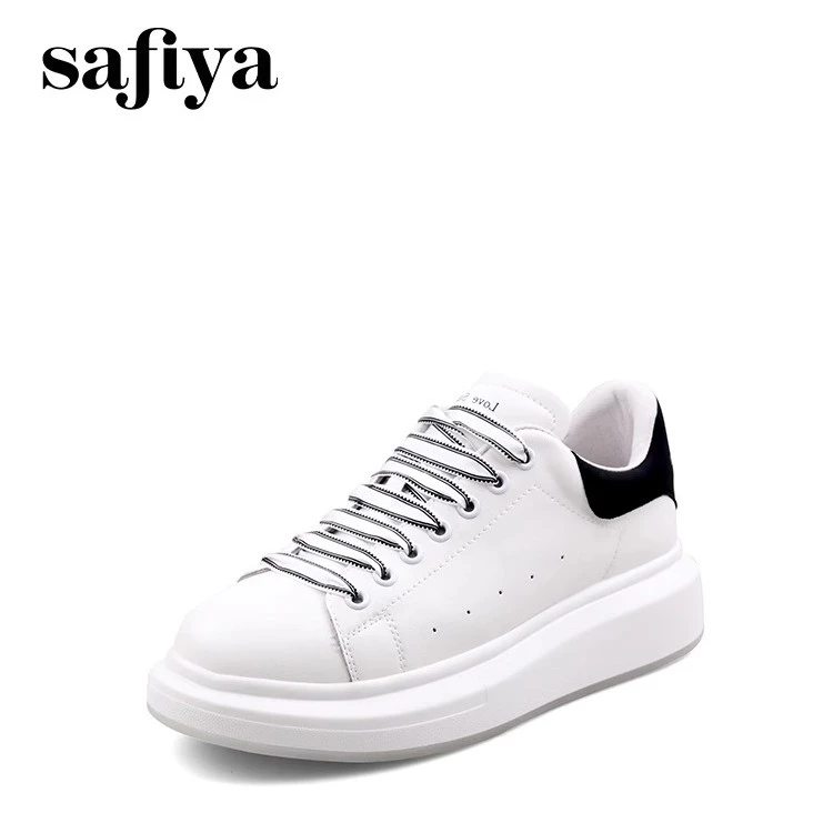 索菲娅秋厚底休闲增高板鞋真皮运动百搭小白鞋SF33112346