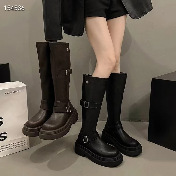 2024女秋冬长筒骑士靴