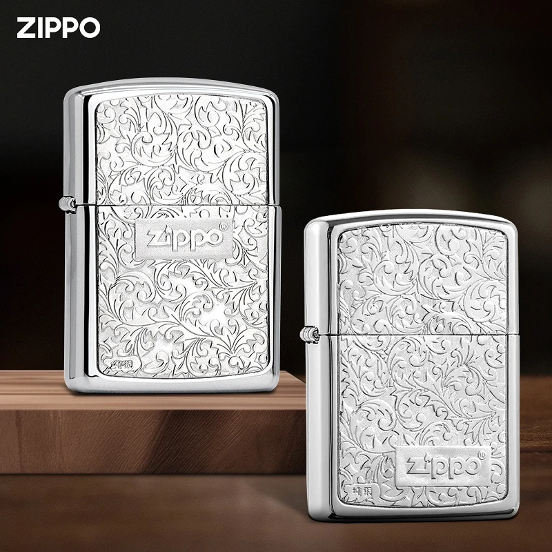 ZIPPO/之宝打火机正品 925银唐草中标 防风中秋国庆男士高档礼物