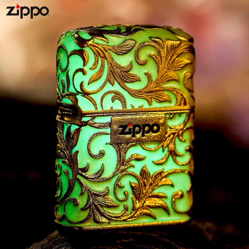 ZIPPO打火机夜光唐草正版重甲机防风个性送男友礼物佳品DIY原装