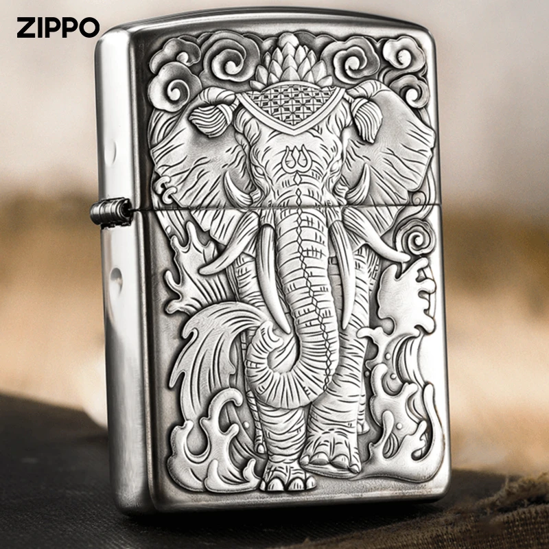ZIPPO/之宝打火机正品925纯银 六牙大象/貔貅 防风高档男生日礼物
