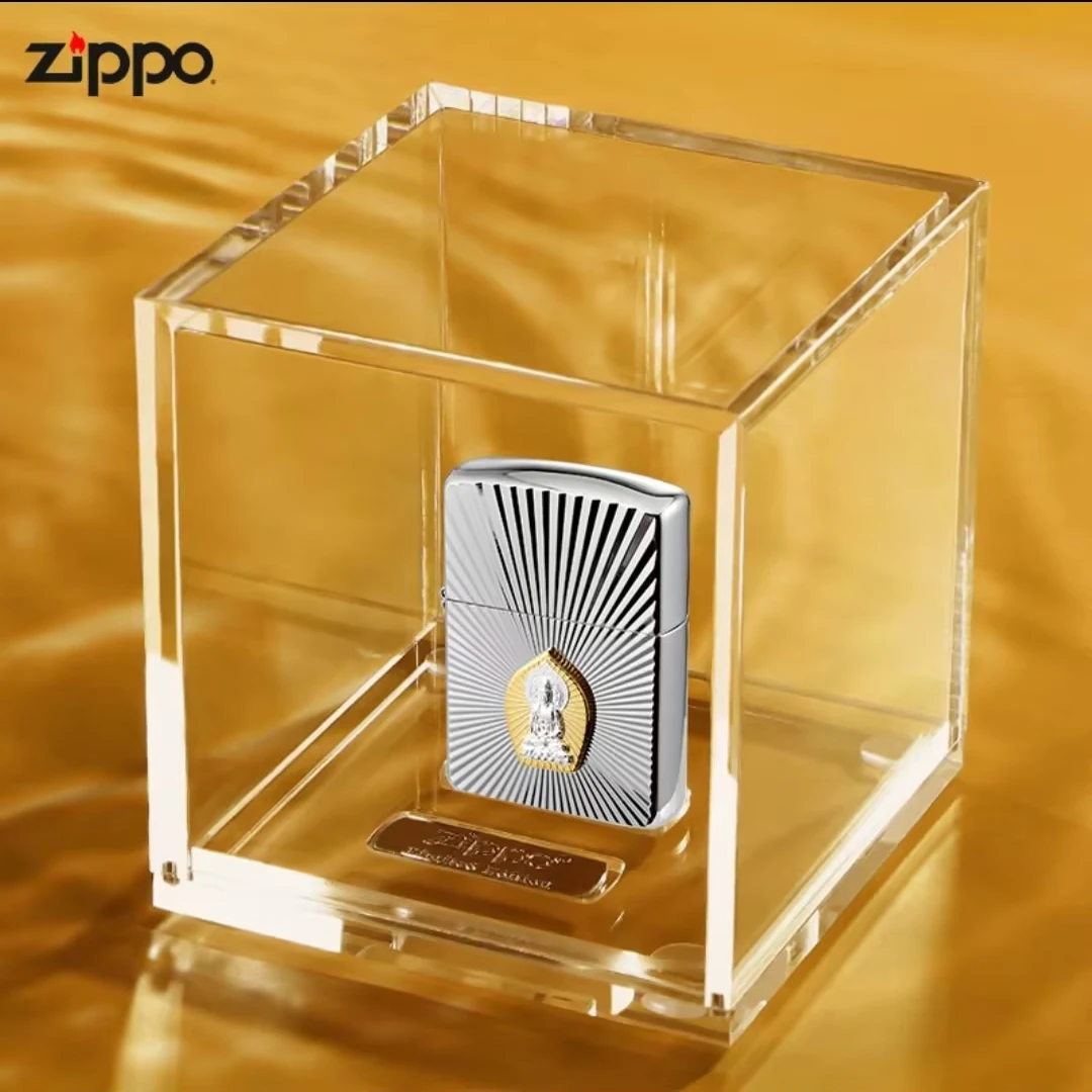 ZIPPO/之宝打火机正品银贴章 观音礼盒 中秋国庆送男女生节日礼物