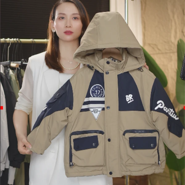 男童冬季棉衣2024新款儿童冬装加厚派克服工装外套中大童棉袄