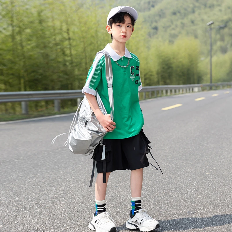 【清仓】洋气儿童POLO衫男童休闲夏款拼色翻领短袖韩版夏季撞色上衣