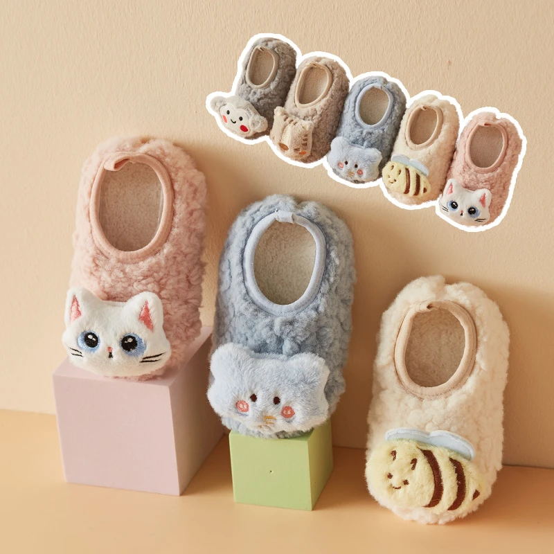 冬季儿童地板袜宝宝加绒加厚硅胶防滑底婴儿学步室内居家保暖袜套