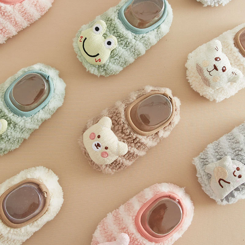 冬季儿童地板袜宝宝加绒加厚硅胶防滑底婴儿学步室内居家保暖袜套