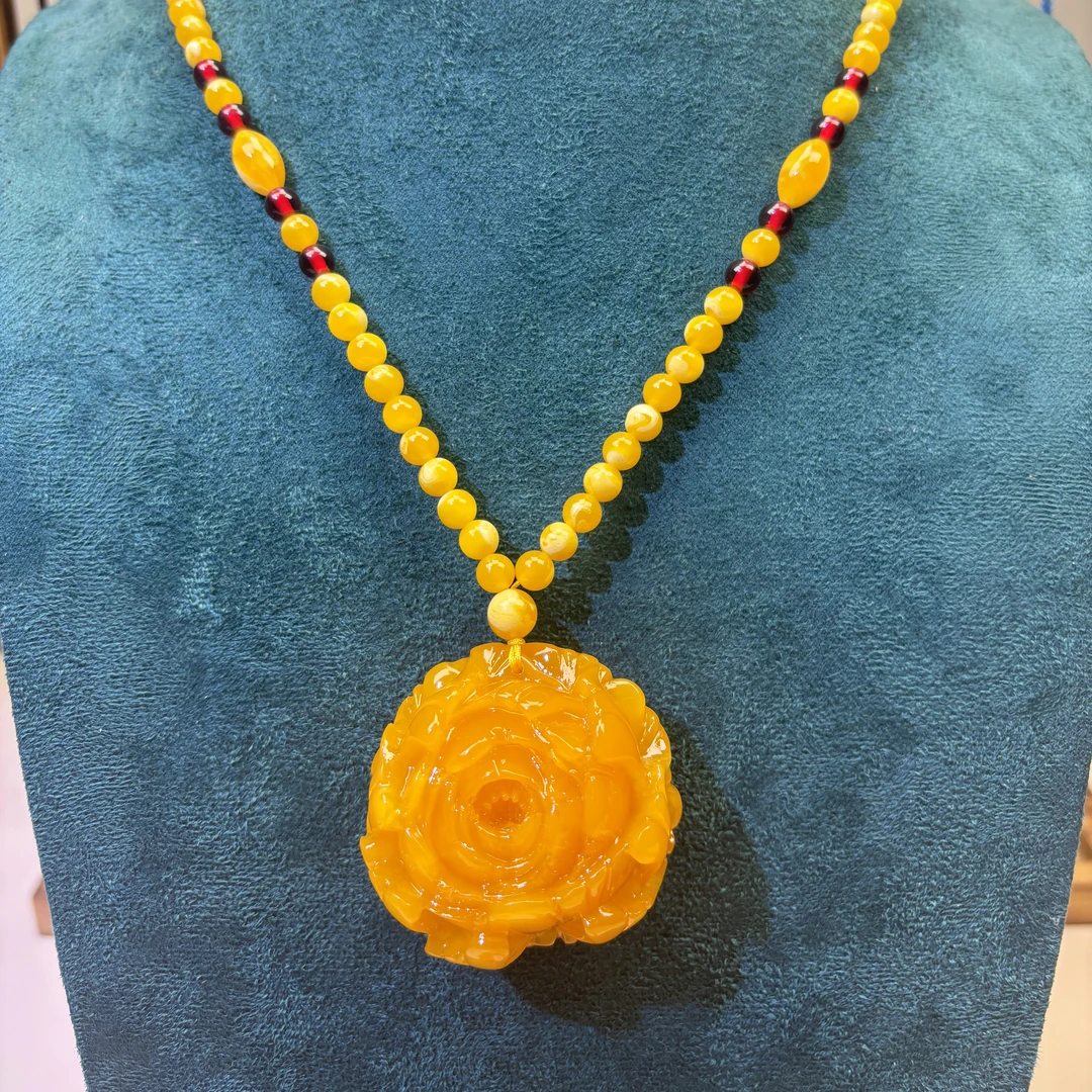 DM6002波斯新蜜天然料牡丹花吊坠珠珠链项链