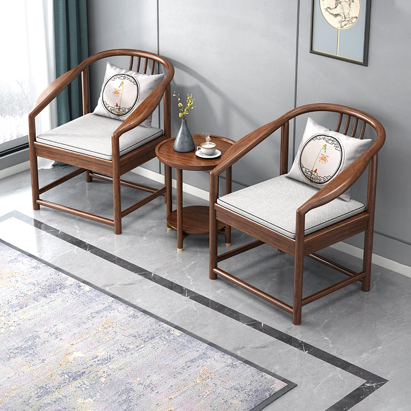 新中式实木圈椅胡桃木围椅单人椅书房书椅太师椅休闲椅子210640