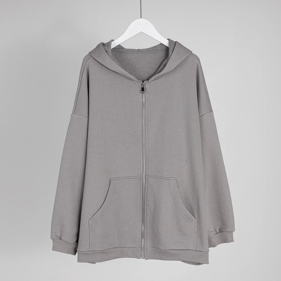 （几里与麻）时尚百搭气质连帽纯色卫衣 衣长68 胸围130 074818