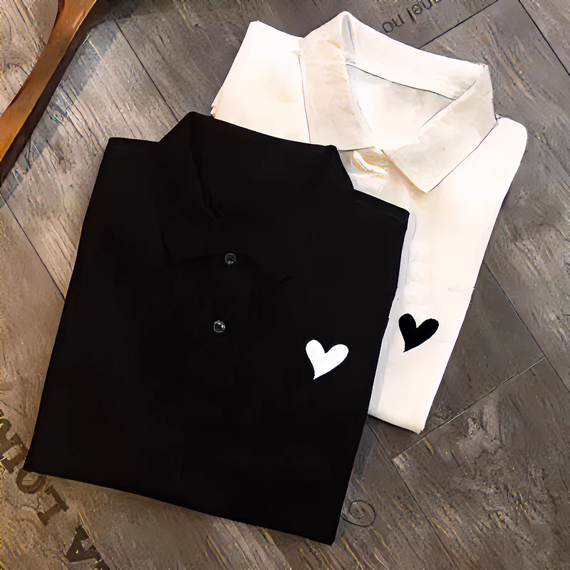 仓石一树潮牌爱心Polo衫高端男士短袖T恤夏季款轻奢商务休闲翻领