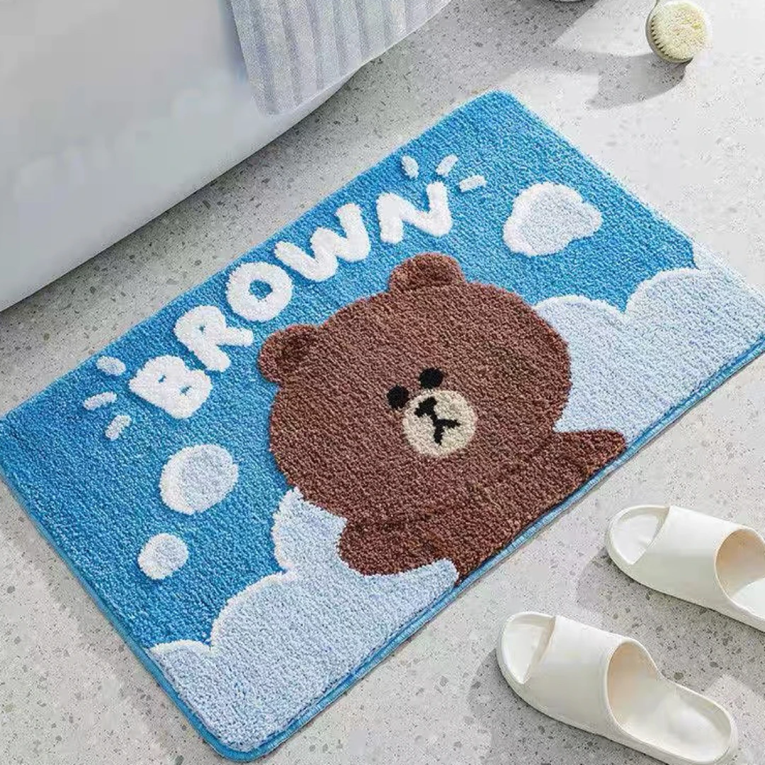 （正*版）泡泡布朗熊40*60 机织植绒簇绒 坐垫浴垫通用