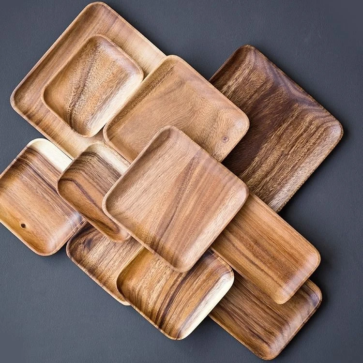 胡桃木盘子实木点心盘日式原木托盘长方形点心水果盘家用茶杯托盘