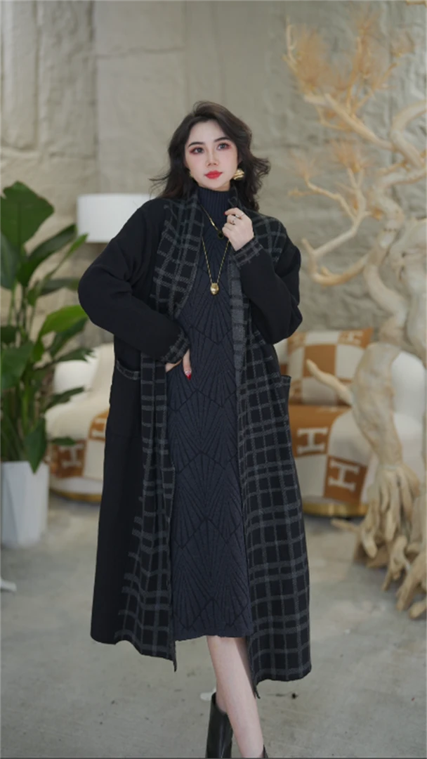 【春意盎然】秋冬季重磅加厚百搭时尚气质显瘦大码中长款外套-5110#