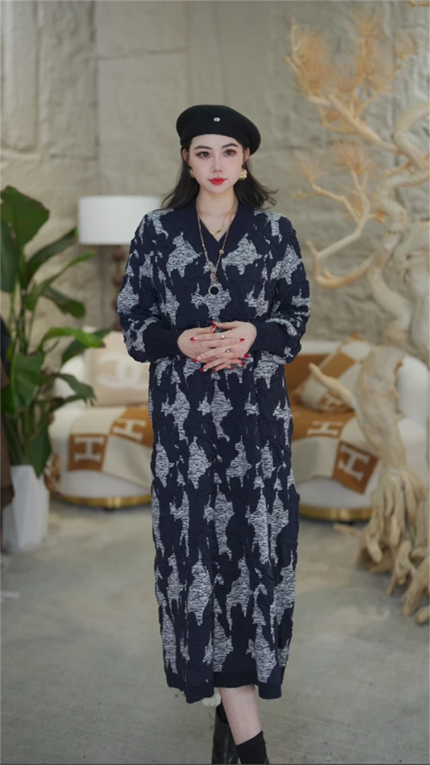 春夏新款重磅【风姿绰约】2024新款时尚百搭气质女毛衣连衣裙-3699#