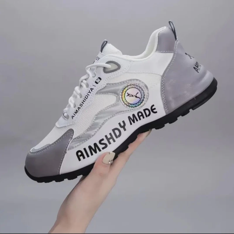 AIMSHDY春季新款透气休闲鞋百搭厚底小白鞋软底情侣跑步鞋潮鞋