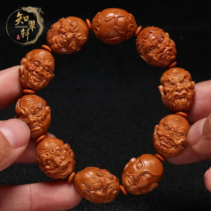 橄榄核十八罗汉橄榄核手串 男士文玩精雕双面罗汉橄榄胡雕刻手链