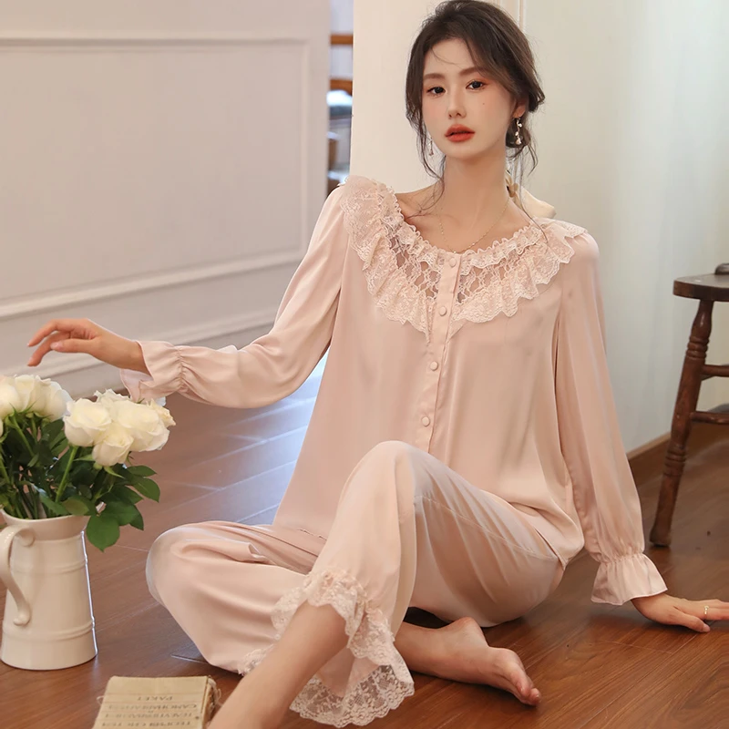 查理夫人【一叶知秋】睡衣夏冰感丝滑甜美睡衣薄款两件套女士家居服