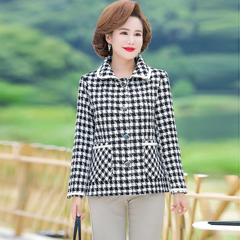 8262妈妈装秋装小香风西装外套短款时尚洋气中年人春秋新款上衣女