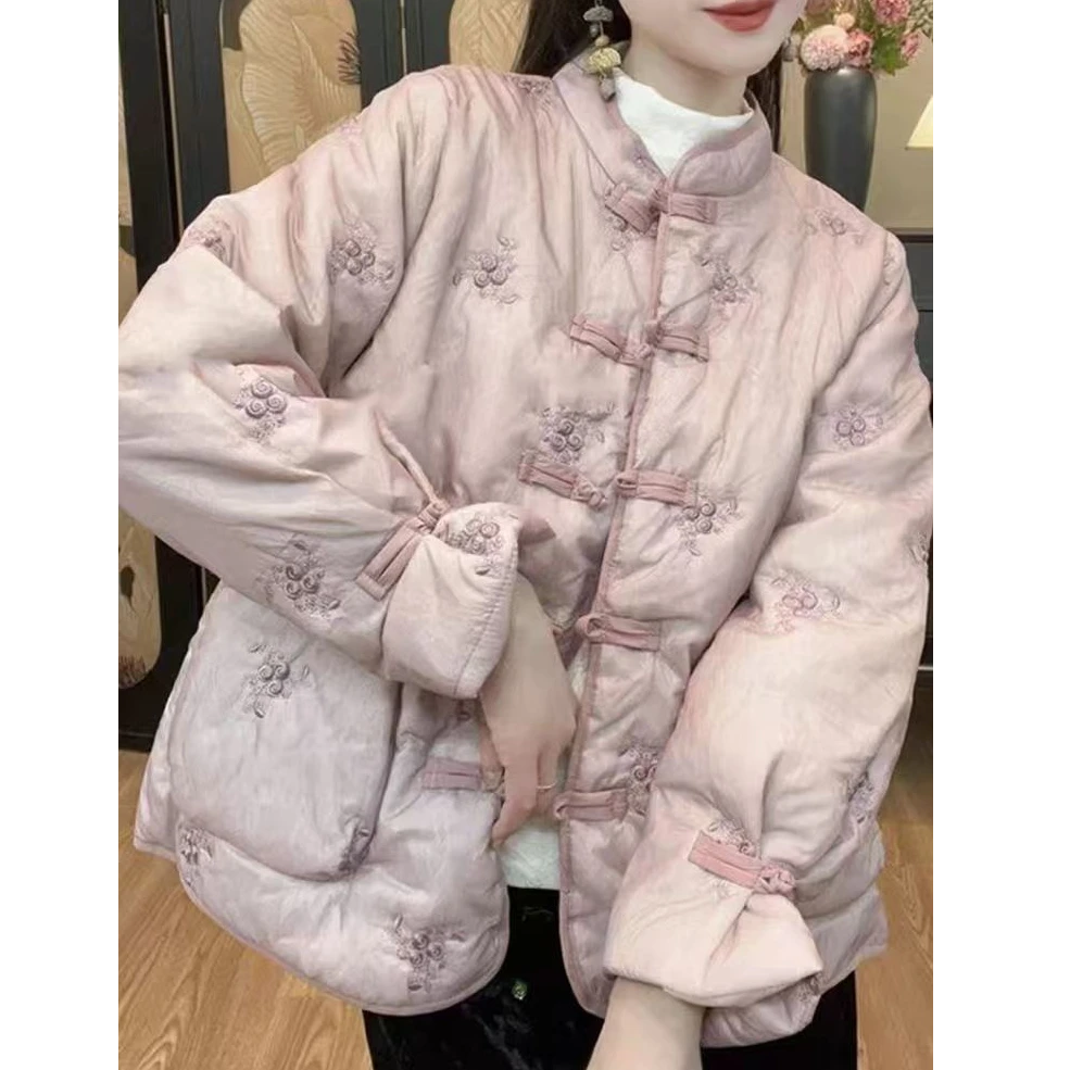 【桃漫】气质棉衣外套女新中式手工盘扣高级冬夹棉加厚保暖冬季