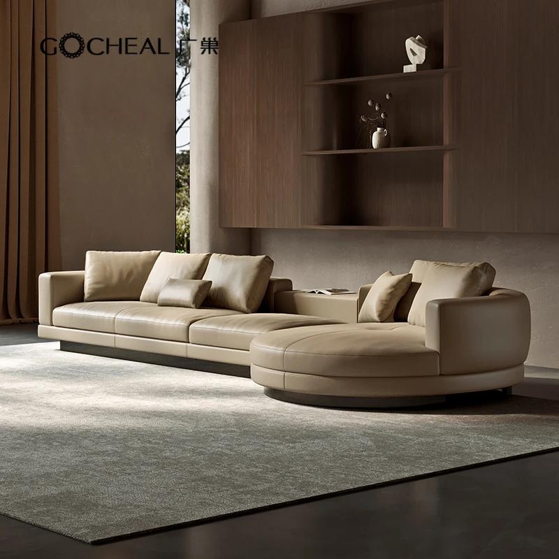 广巢康纳利真皮沙发头层牛皮意式极简客厅大小户型转角圆贵妃组合