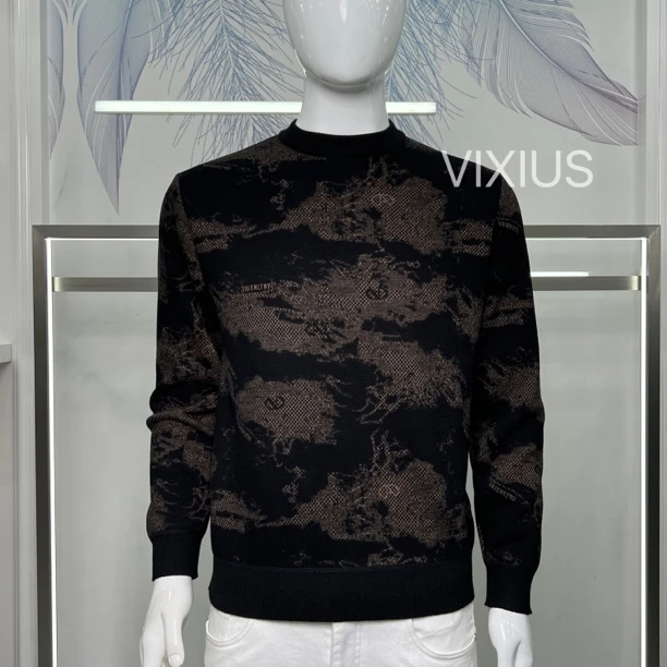 VIXIUS/维哲男士时尚秋冬加绒加厚保暖休闲百搭长袖圆领卫衣#V105