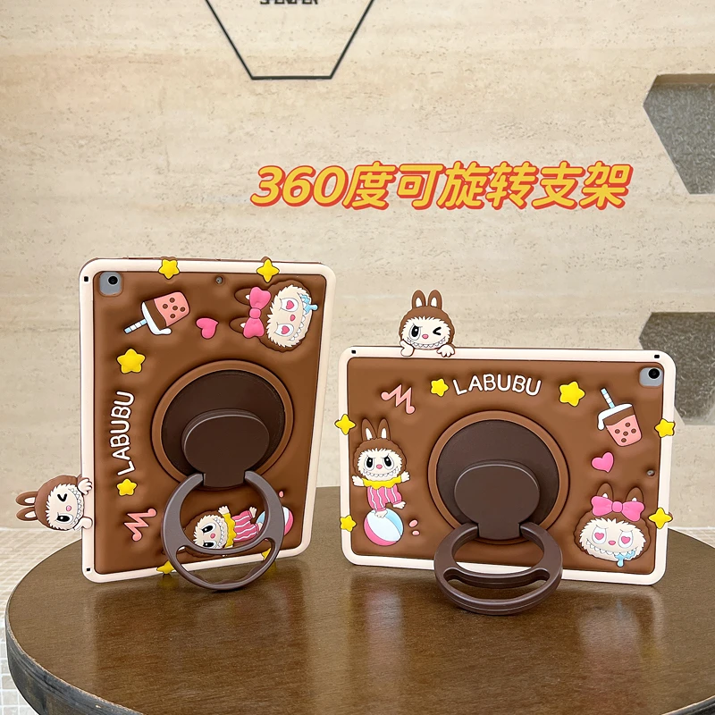 拉布布360旋转ipadair76保护壳ipad11可爱pro11寸卡通mini7平板套