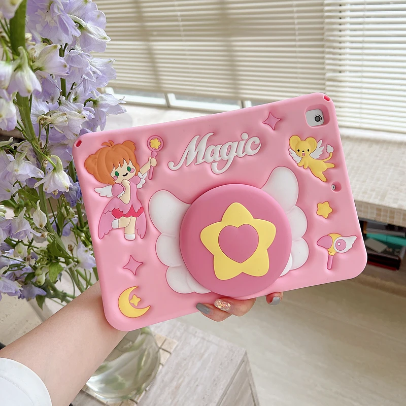 伸缩支架百变小樱ipadair7保护壳ipad9可爱ipad11卡通pro11平板套