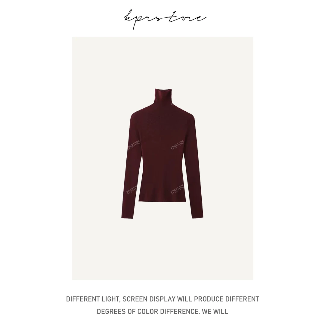 无缝高领打底衫 安可拉红软糯肤感修身长袖针织衫