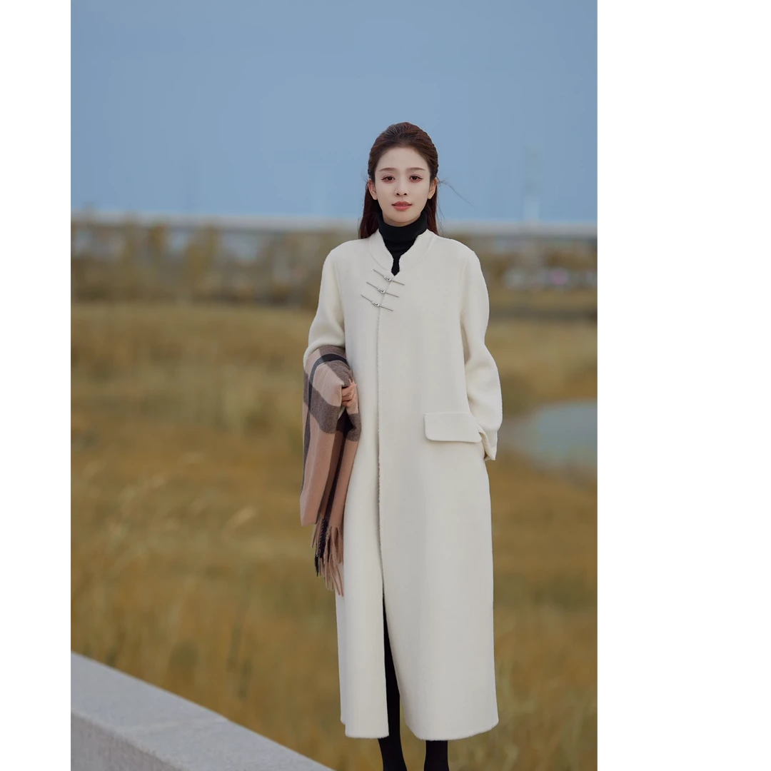 2024年秋冬新款双面呢外套时尚气质休闲宽松显瘦双面羊毛大衣女士