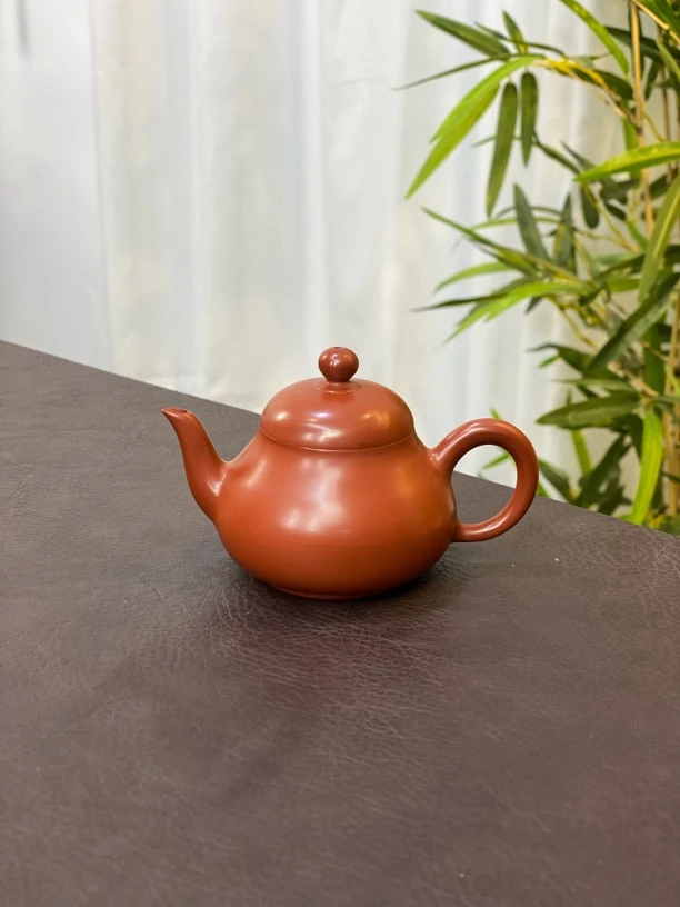 梨壶茶具朱泥小品壶全手工潮州手拉壶纯手工小容量梨形红泥泡茶壶