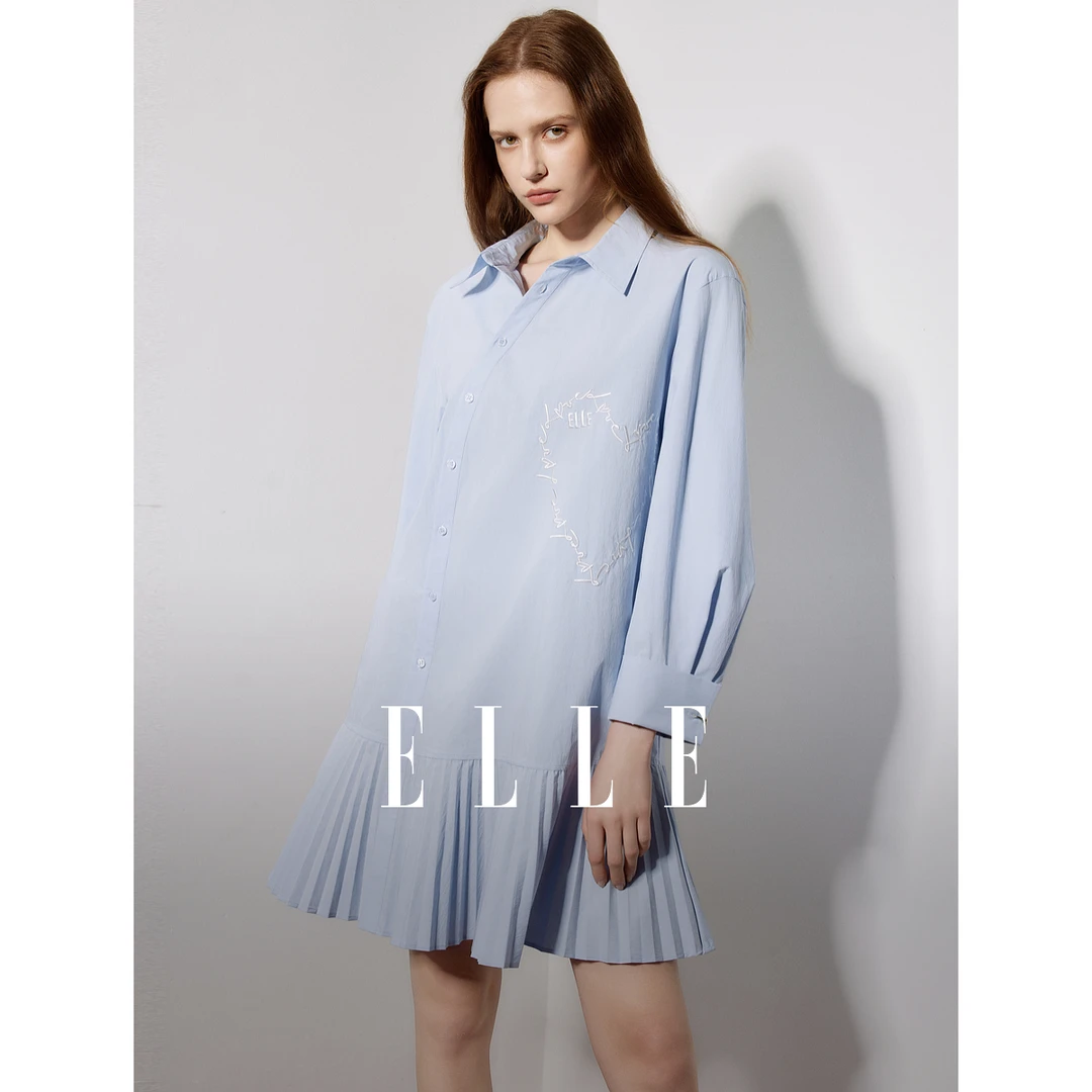 【王雪糕专属】ELLE简约气质连衣裙24秋新款风感波粒时尚EL49087