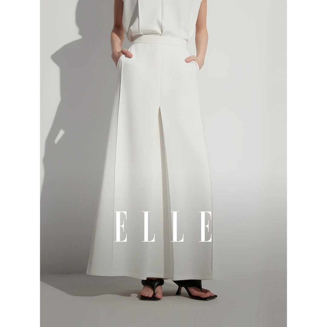 ELLE简约设计感半身裙2024夏季新款风感波粒高贵小个子ER48277