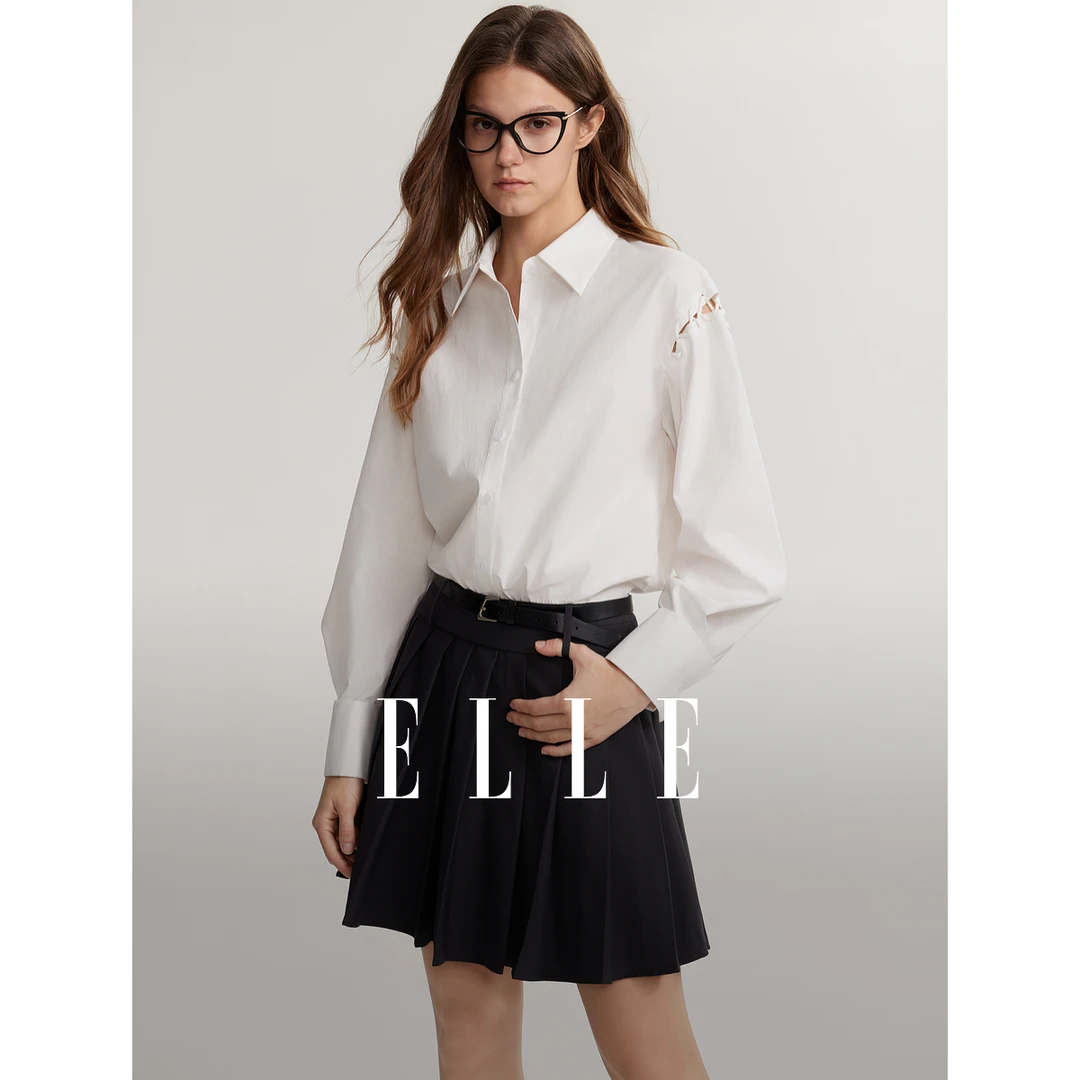 ELLE绑带设计感显瘦连衣裙2025春季新款风感波粒气质百搭EL49468