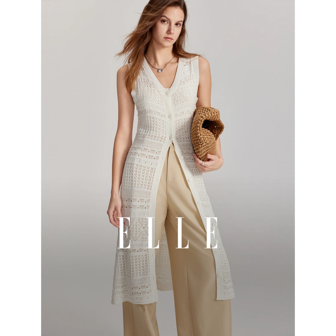 【王雪糕专属】ELLE法式气质女装连衣裙24夏季新风感波粒EL48024