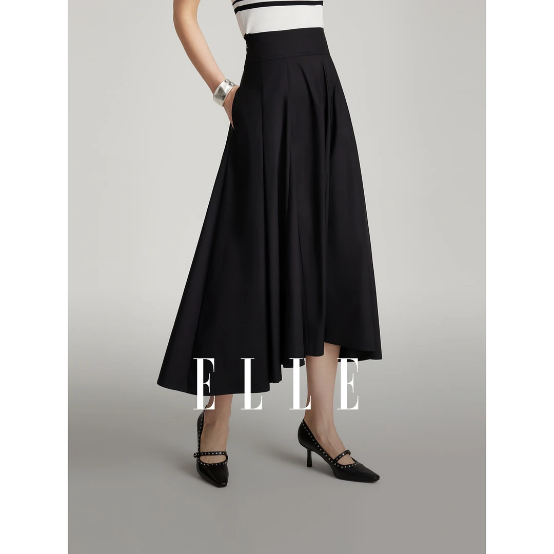 【小余专属】ELLE气质时尚显瘦半身裙垂感24夏新款A字伞裙ER47693