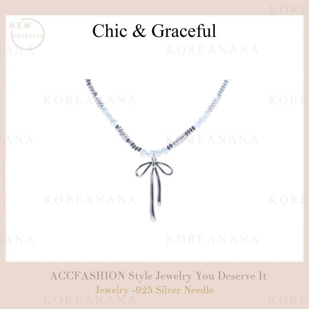 铜合金仿珍珠项链 轻奢夏季碎银蓝色珠珠项链E369