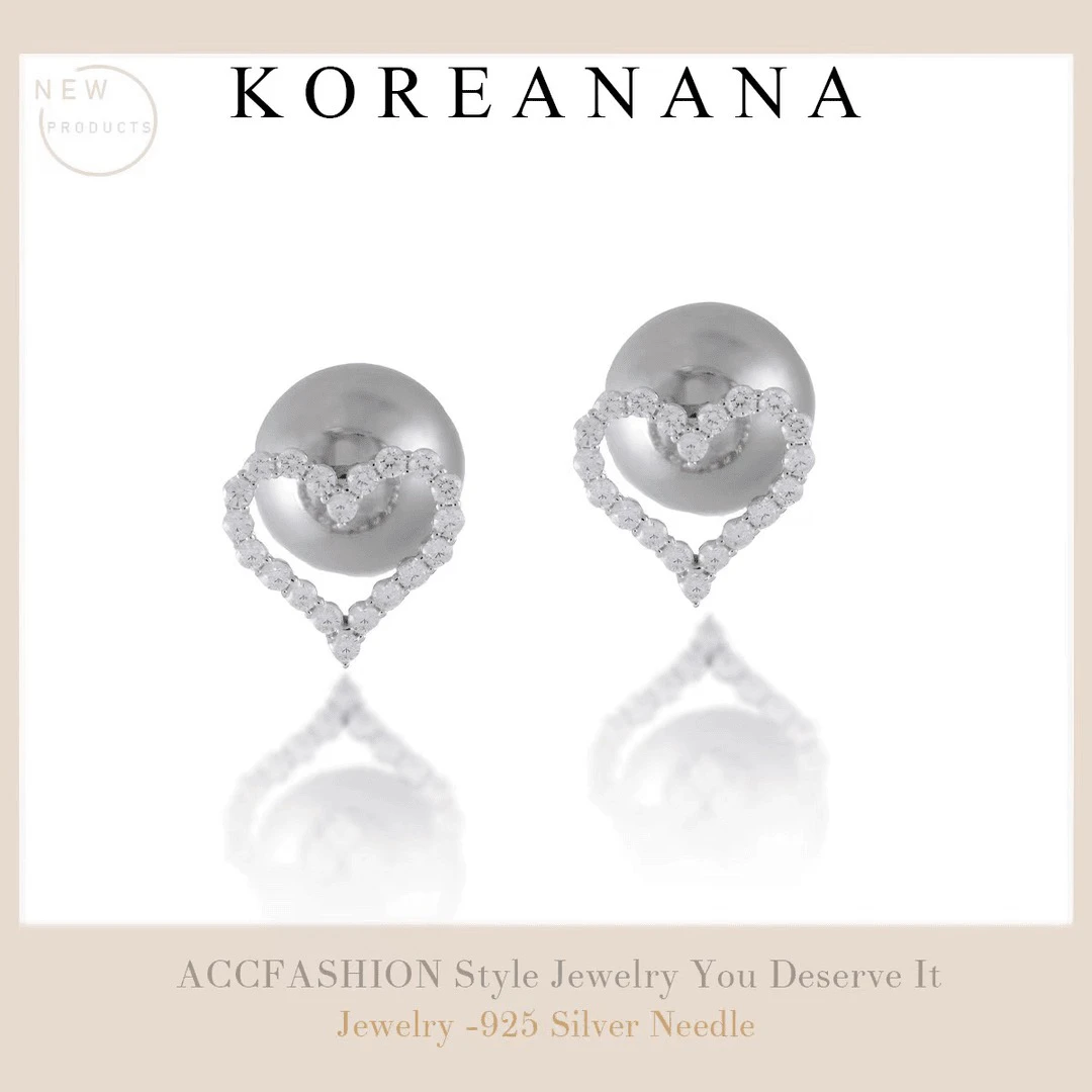 铜合金耳饰  轻奢精致百搭爱心珠珠耳钉A206