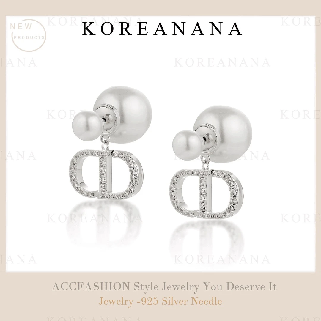 铜合金耳饰 轻奢时尚两戴式锆石珠珠耳钉A078