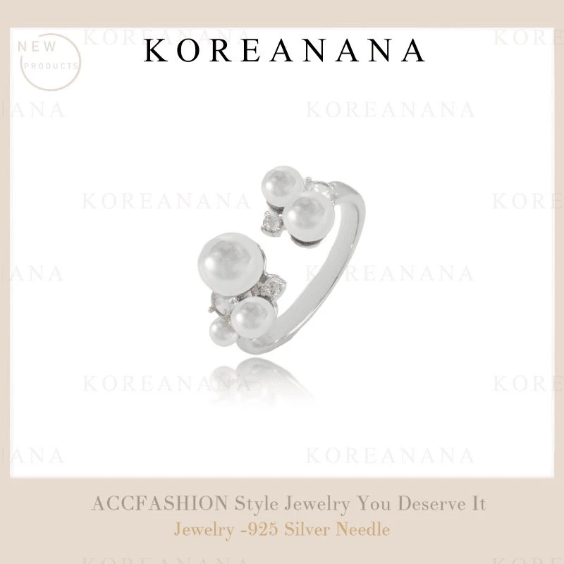 铜合金合成锆石戒指  轻奢精致显手长！锆石珠珠开口戒指D054