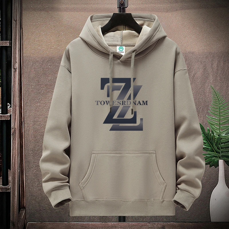 秋冬新款男士重磅保暖连帽卫衣大码落肩时尚学生情侣套头打底衫