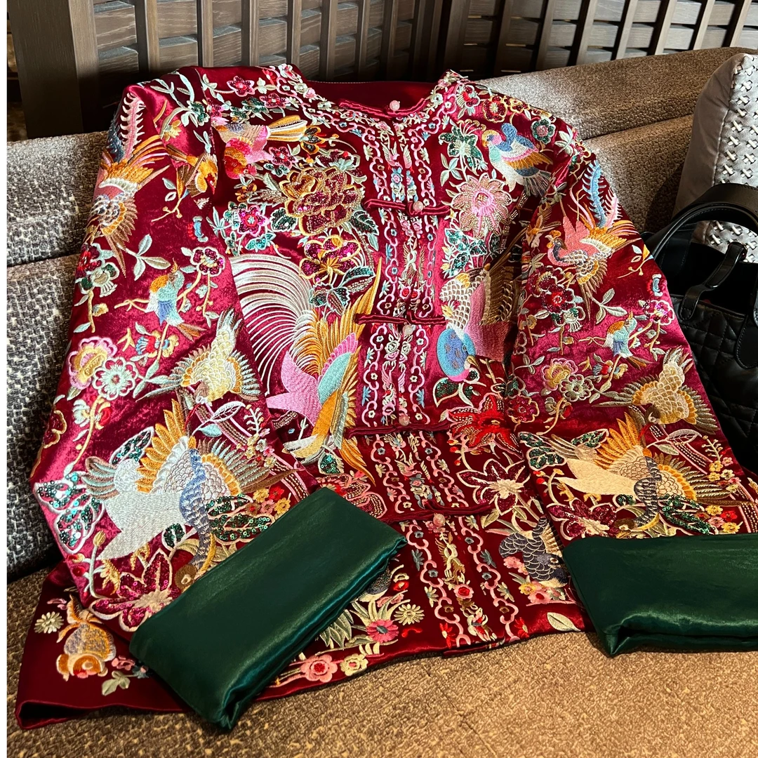 KOKO WANG重工醋酸刺绣钉珠过年服高级感华服外套545424L06W45